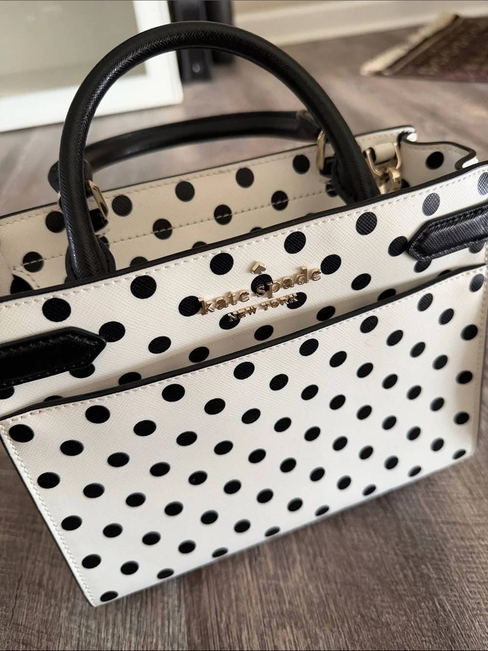 kate spade Black Polka Dot Cream Tote - Picture 5 of 5